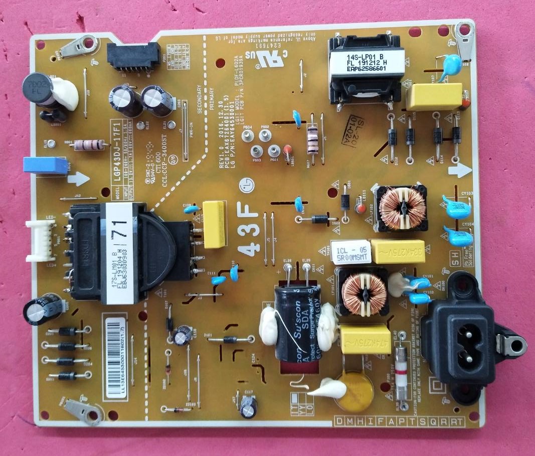 POWER SUPPLY LG (ซับพลาย แอลจี) ของแท้ถอดจากเครื่อง ใช้กับรุ่น 43LJ550T.ATD :43LJ550T.ATM :43LJ550T.ATM :43LK5700PTA.ATM :43LM5700PTC.ATM พาร์ท EAY64530001 :EAX67264001