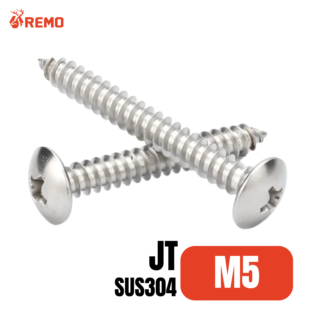 สกรูเกลียวปล่อยหัวร่มสแตนเลส (JT) M5 (8mm - 50mm)