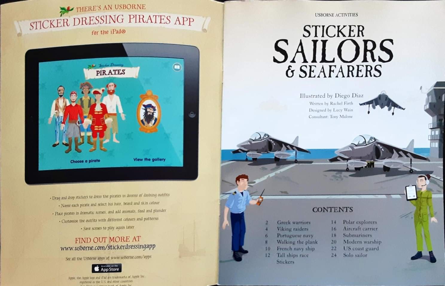 USBORNE ACTIVITIES BOOK ð
ðSTICKER SAILORS &SEAFARERS (160 STICKERS)