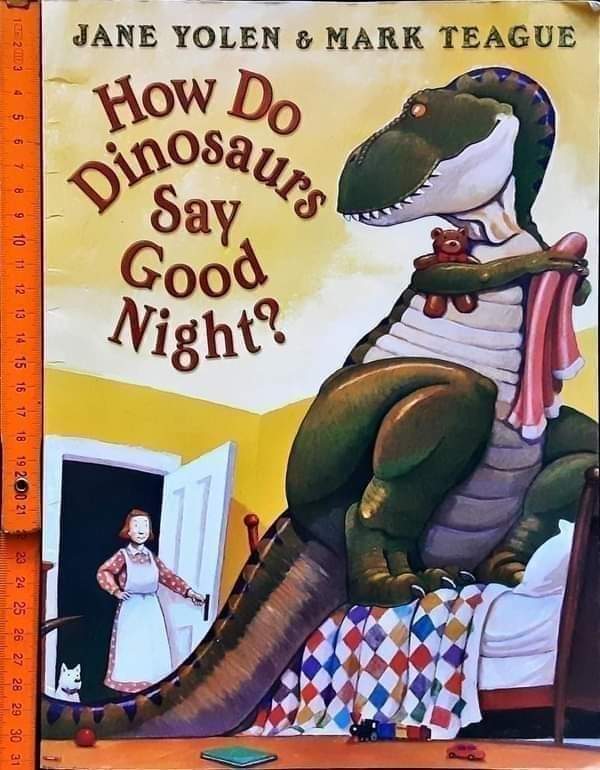 หนังสือนิทานเด็ก ภาษาอังกฤษ ปกอ่อน 🍓🍓HOW DO DINOSAURS SAY GOOD NIGHT?/Used สภาพ 80-90%