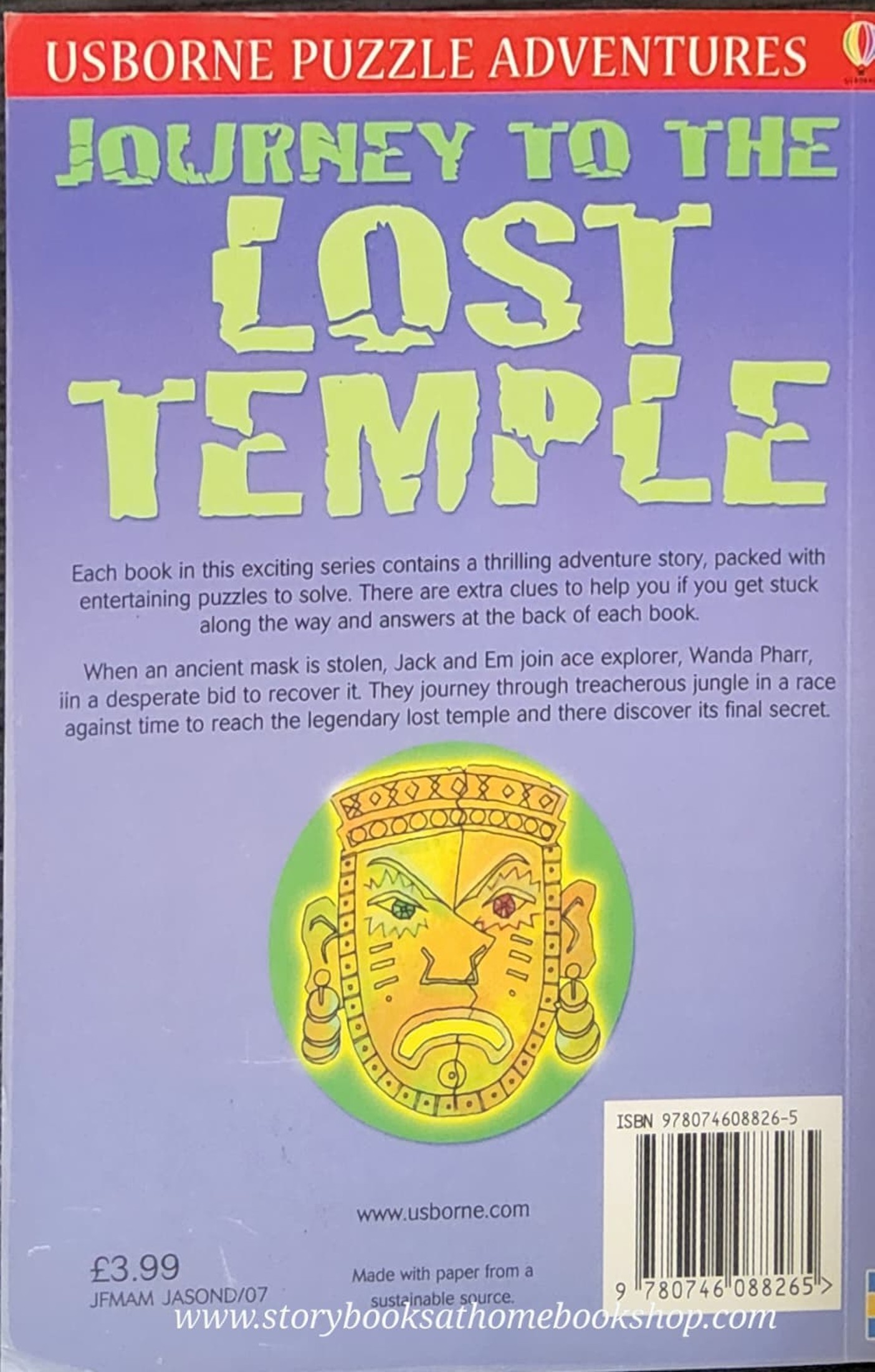 PUZZLE BOOK** ♥️USBORNE PUZZLE ADVENTURES:JOURNEY TO THE LOST TEMPLE BY SUSANNAH LEIGH