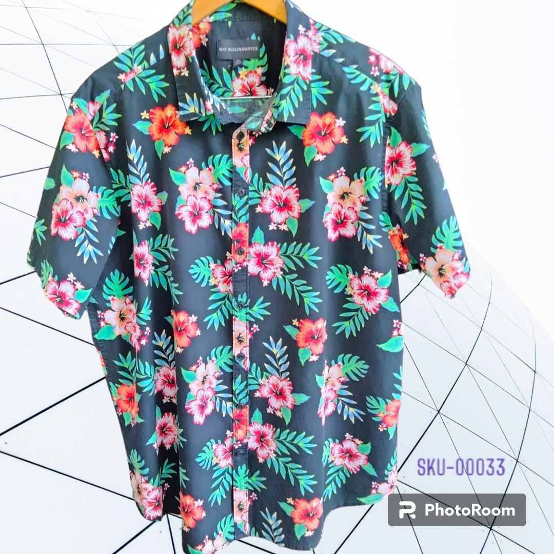 เสื้อฮาวายมือสอง ป้าย NO BOUNDARIES ลายดอกไม้ ผ้า 97% Cotton 3% Elastane ไหล่ 20 อก 27 ยาว 31 ราคา 250 บาท ค่าจัดส่งเหมา ๆ 30 บาท (สั่งกี่ตัวก็ได้)