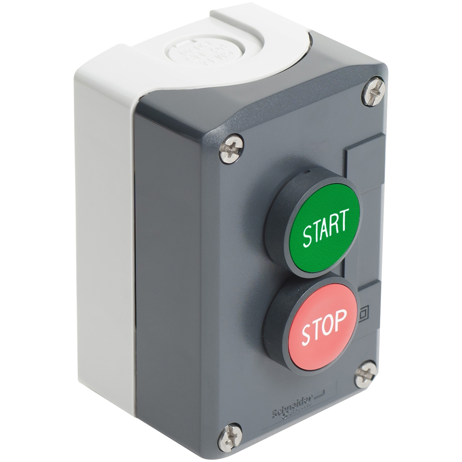 XALD215 : กล่องคอนโทรลพร้อมสวิตซ์ปุ่มกด-เด้งกลับ Ø22 สีเขียวแดง "START-STOP 1NO+1NC - Schneider Electric