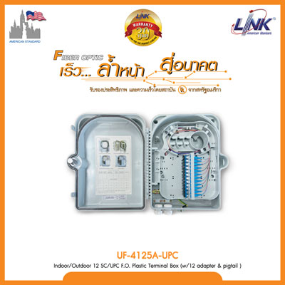 Indoor/Outdoor 12 SC/UPC F.O. Plastic Terminal Box (w/12 adapter & pigtail )