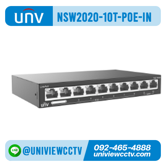 สวิทช์ UNIVIEW รุ่น NSW2020-10T-POE-IN l 10×100Mbps network ports (RJ45), including 8 PoE ports
