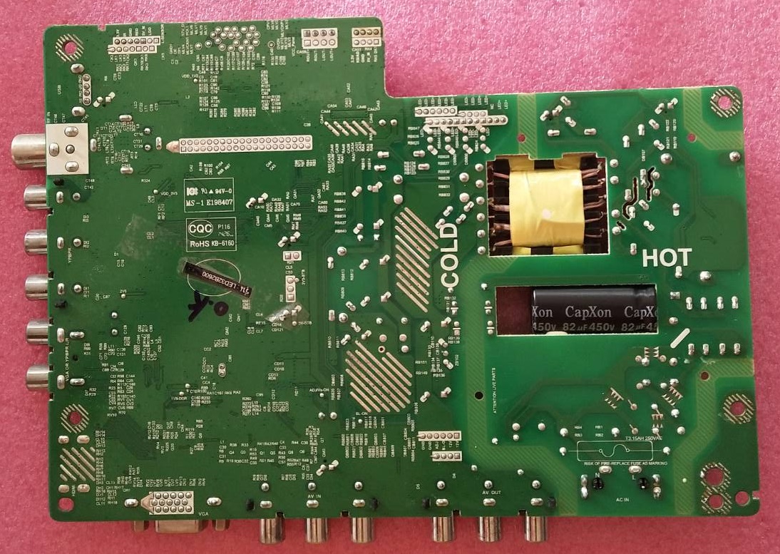 ONE BOARD(วันบอร์ด) ทีวี ทีซีแอล TCL ของแท้ถอดจากเครื่อง รุ่นLED32B2600 :TP.MS18VG.P77 เบอร์จอ-LVW320CS0T E81 V11 ทีบาร์ST3151A05-6