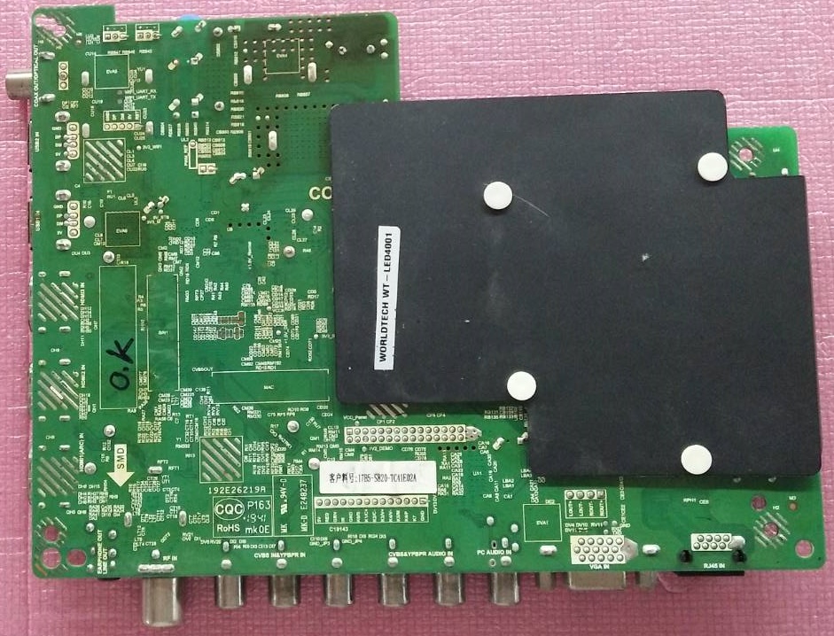 เมนบอร์ดเวิล์ดเทค WORLDTECH อะไหล่แท้/มือสองพร้อมใช้งาน รุ่นWT-LED4001 พาร์ทTP.MT5510I.PB805 ทีบาร์ T390XVN02.0
