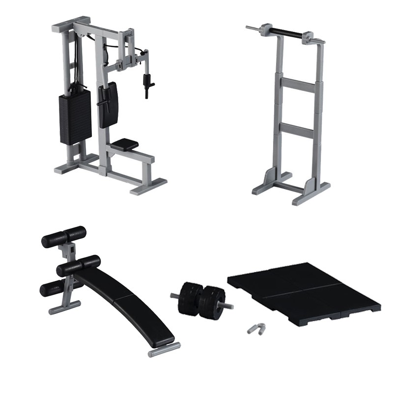 กาชาปอง เซท(4ชิ้น) เครื่องออกกำลังกาย ประกอบฉาก ของแท้ ญี่ปุ่น บันได Gashapon Exercise Equipment Scene BANDAI