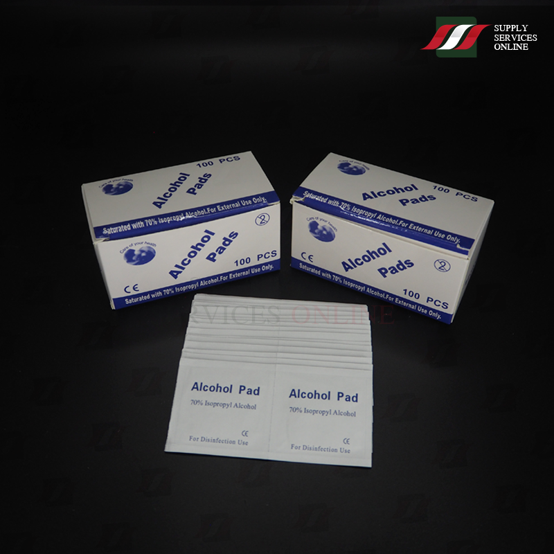 Alcohol pad 75% แอลกอฮอล์สแผ่น สำหรับทำความสะอาด เพื่อทำการฆ่าเชื้อ 100ชิ้น/กล่อง