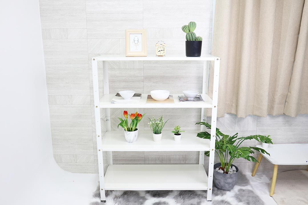 Shelf ชั้นวางของเหล็ก 4 ชั้น ปรับระดับได้ สีขาว 40x90x118 cm P4-912(White)