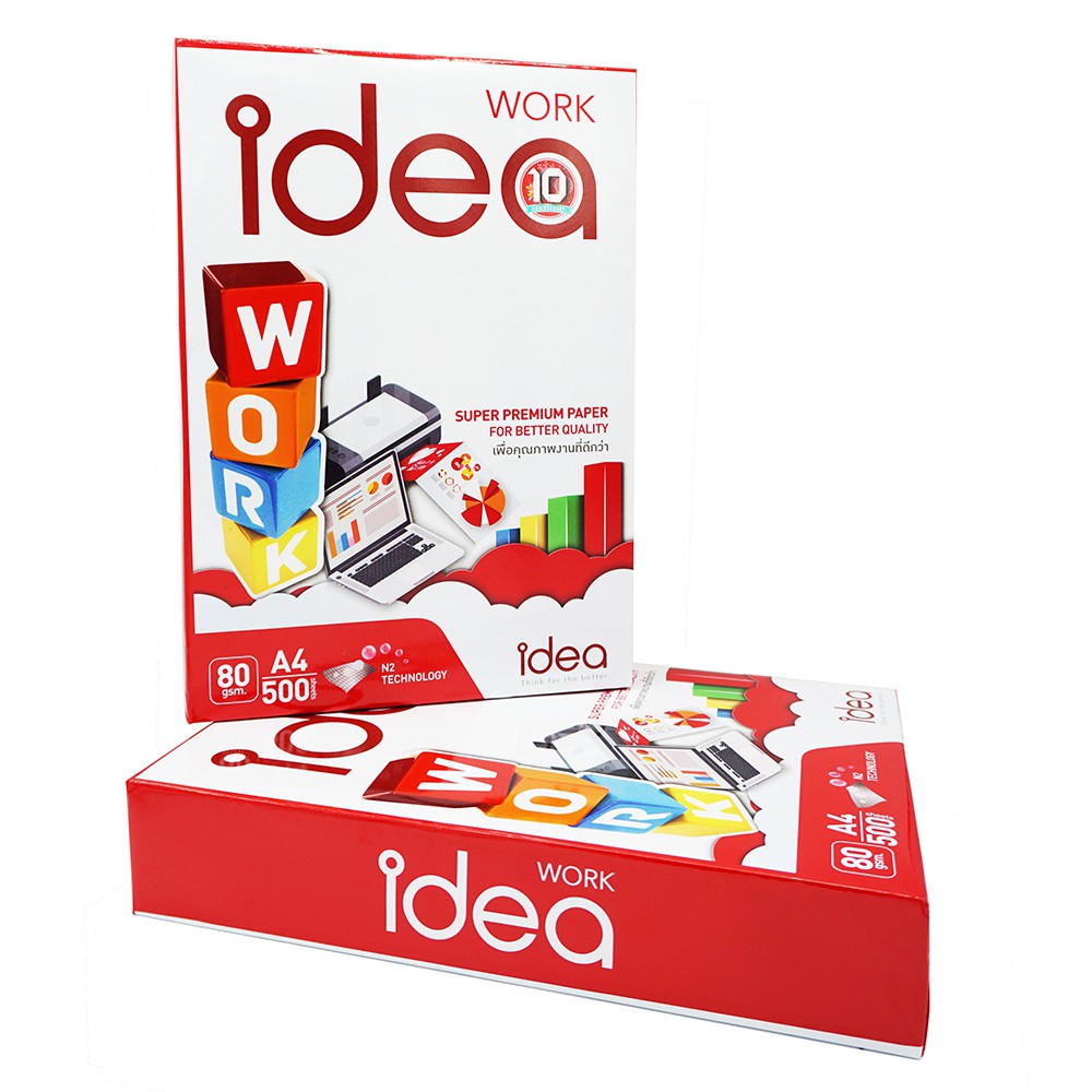 กระดาษถ่ายเอกสาร A4 Idea Work 80 แกรม 500 แผ่น