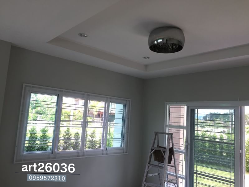 เหล็กดัดสีอบพร้อมมุ้งลวด มินิมอล ลายนิยม