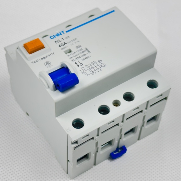 เบรกเกอร์กันดูด RCCB Type A 3 เฟส เบรกเกอร์กันไฟดูด กันดูด เบรกเกอร์กันไฟรั่ว CHINT NL1-63 4P 40A (Ic10KA)