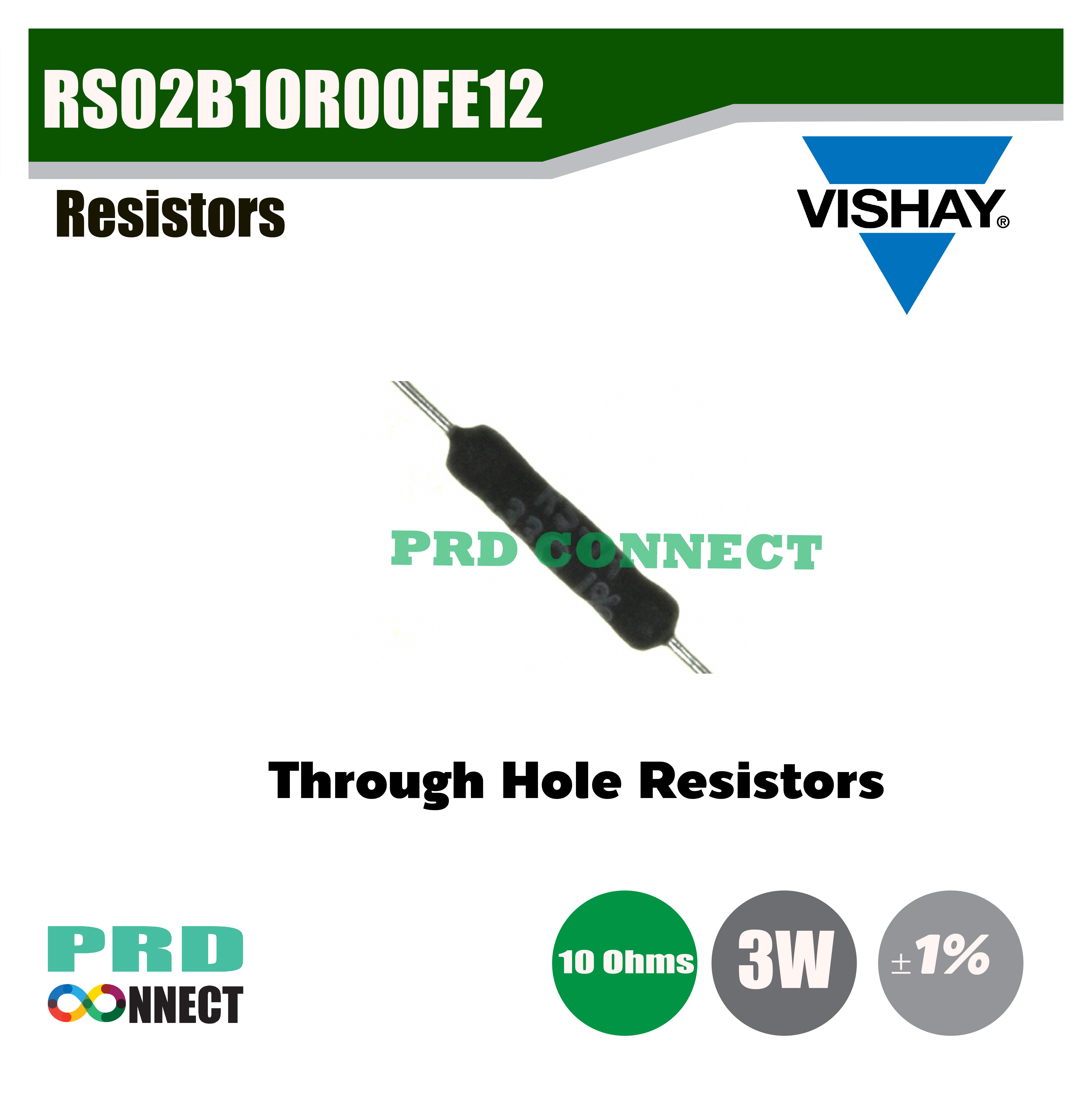 RS02B10R00FE12 Resistors RES 10 OHM 1% 3W AXIAL Vishay