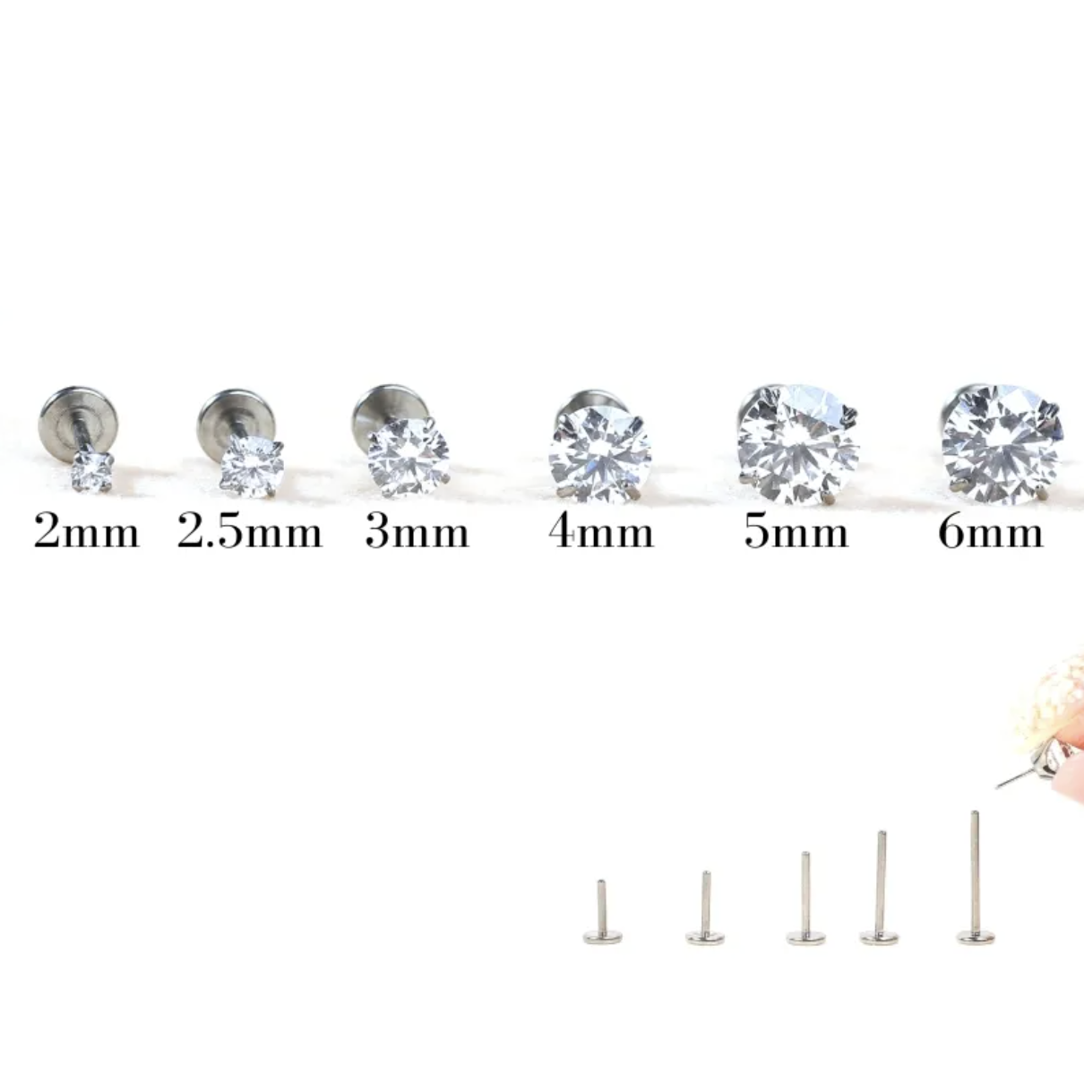 ต่างหูไทเทเนียมก้านเสียบ ก้านขนาด 0.8mm