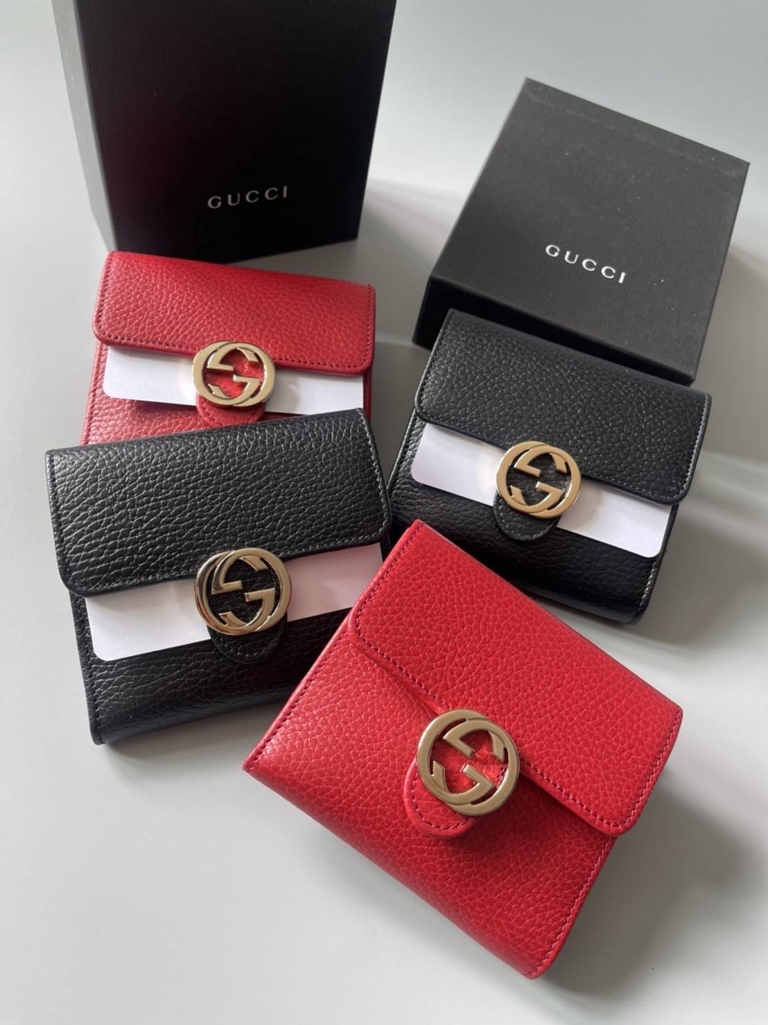 New Gucci Interlocking Short Wallet 3 พับ