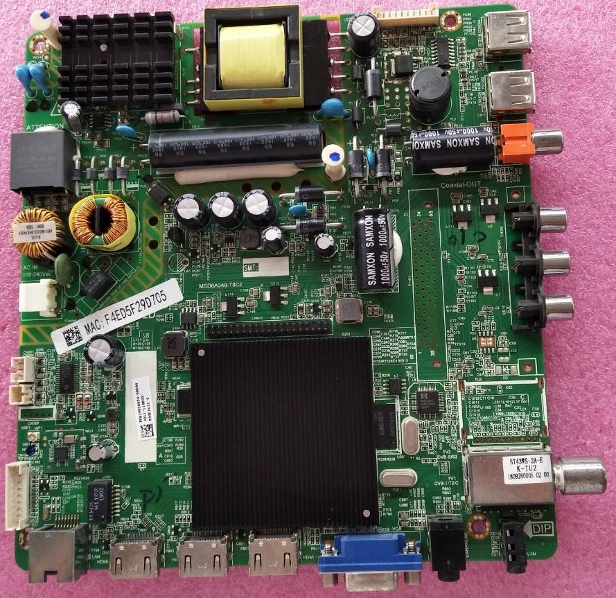 วันบอร์ดทีวี ฟิลลิปส์ PHILIPS ของแท้ถอดจากเครื่อง รุ่น43PFT5853S/67 พาร์ท MSD6A348-T8C2 จอ LC430DUY(SH)(A1) TCON 6870C-0532A