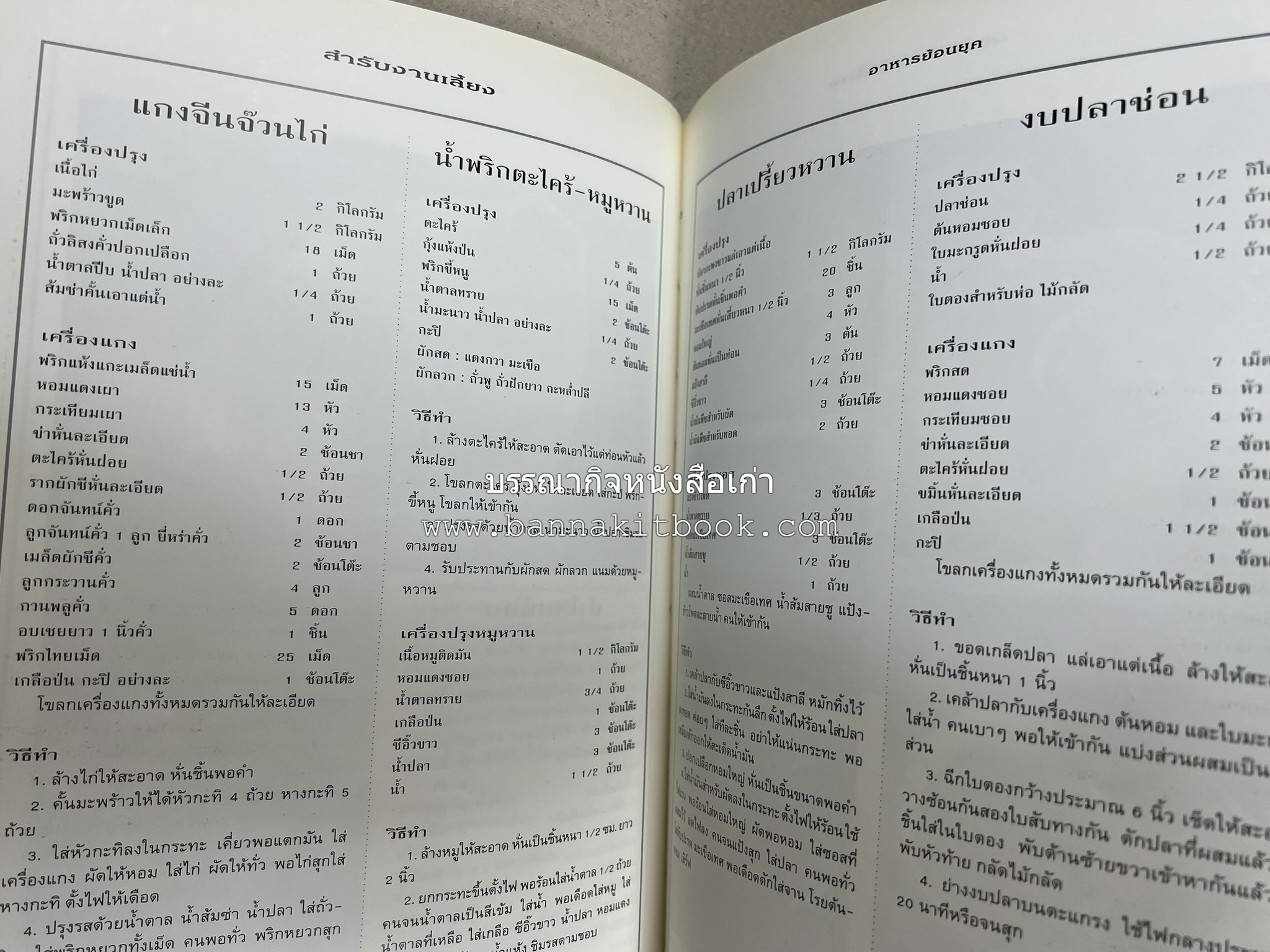 สำรับงานเลี้ยง (มื้อเย็น) โดย : อาจารย์ศรีสมร คงพันธุ์.