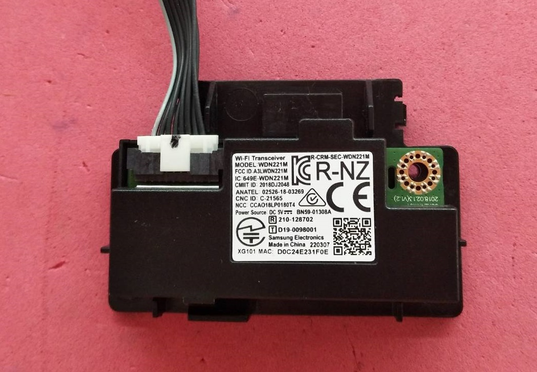 ตัวรับสัญญาณ Wifi ทีวีซัมซุง (SAMSUNG Wi-Fi Module) อะไหล่แท้/ของถอด UA43T6003 พาร์ท BN59-01308A