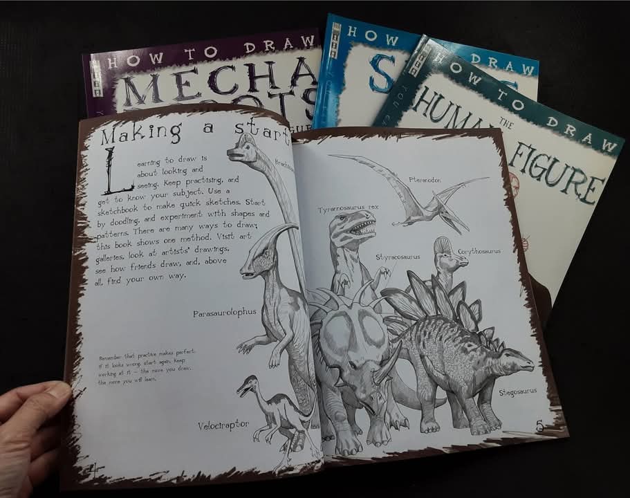 DRAWING BOOKS SET** ð
HOW TO DRAW 4 BOOKSâĨïļ *MECHA ROBOTS *SHIPS *DINOSAURS *THE HUMAN FIGURE