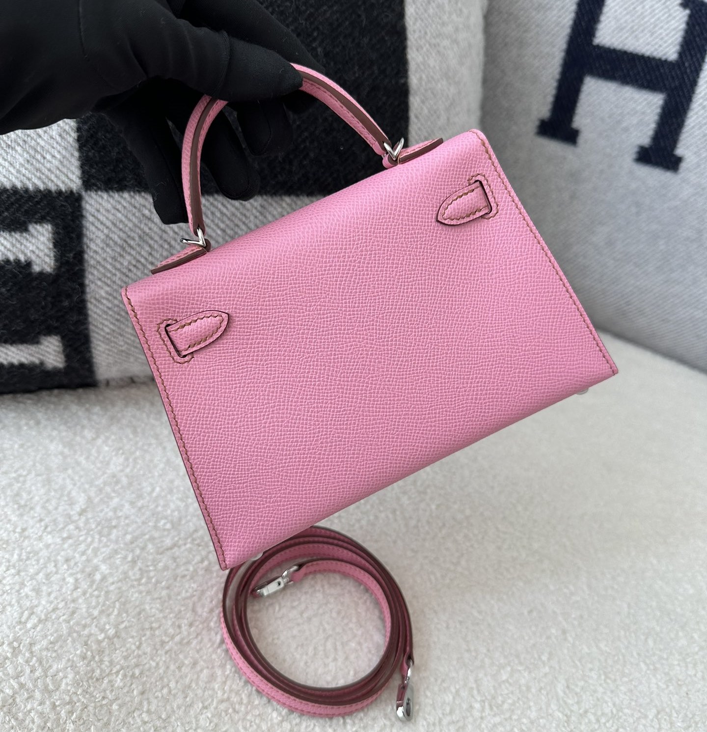[Pre-order] Hermes Mini Kelly 5P Bubblegum Pink Epsom Palladium Hardware Full handmade 100% คุณภาพ VIP เกรดดีที่สุด