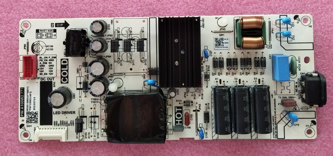 เพาเวอร์ซัพพลายทีวี ทีซีแอล (Power Supply TV TCL) มือสองพร้อมใช้งาน รุ่น55T635 พาร์ทติดบอร์ดPW.A100W2.771