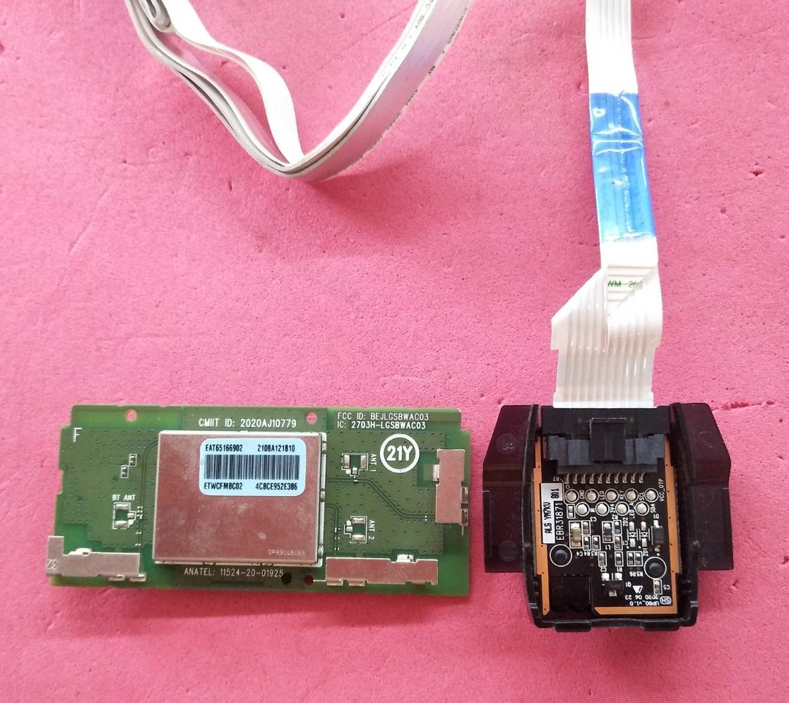 ตัวรับสัญญาณ Wifi TV LG ของแท้ถอดจากเครื่องพาร์ท EAT65166902 คีย์กด พาร์ท EBR31871801 รุ่น 50UP7700PTB 50UQ8000 และรุ่นที่พาร์ทตรงกัน
