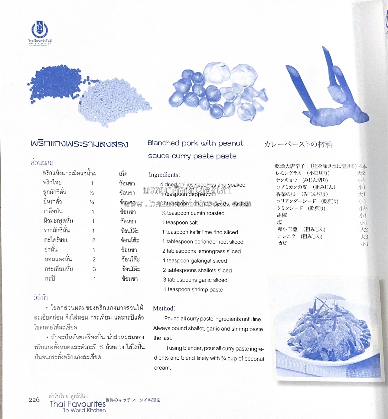 สำรับไทย สู่ครัวโลก (Thai Favourites To World Kitchen) โดย : อาจารย์วันดี ณ สงขลา โรงเรียนครัววันดี (พิมพ์ภาษาไทย อังกฤษ ญี่ปุ่น).