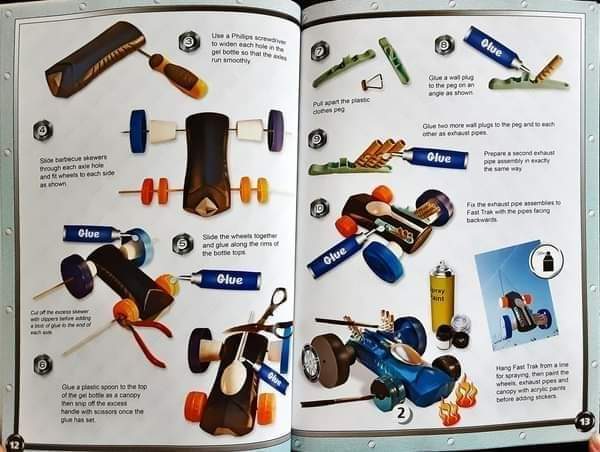 ACTIVITIES BOOK หนังสือกิจกรรมเด็ก ภาษาอังกฤษ🍅🍓MAKING HOTROD RACERS FROM JUNK/Used สภาพ 80-90%