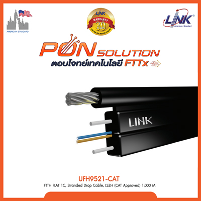 FTTx FLAT 1C, Stranded Drop Cable, LSZH (CAT Approved) 1,000 M.R
