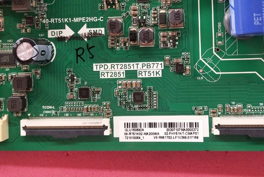 เมนบอร์ดทีวีทีซีแอล(Oneboard TV TCL) ของแท้ถอดจากเครื่อง รุ่น43P615 :TPD.RT2851T.PB771 เวอร์ชั่นทีบาร์V430DJ1-Q01
