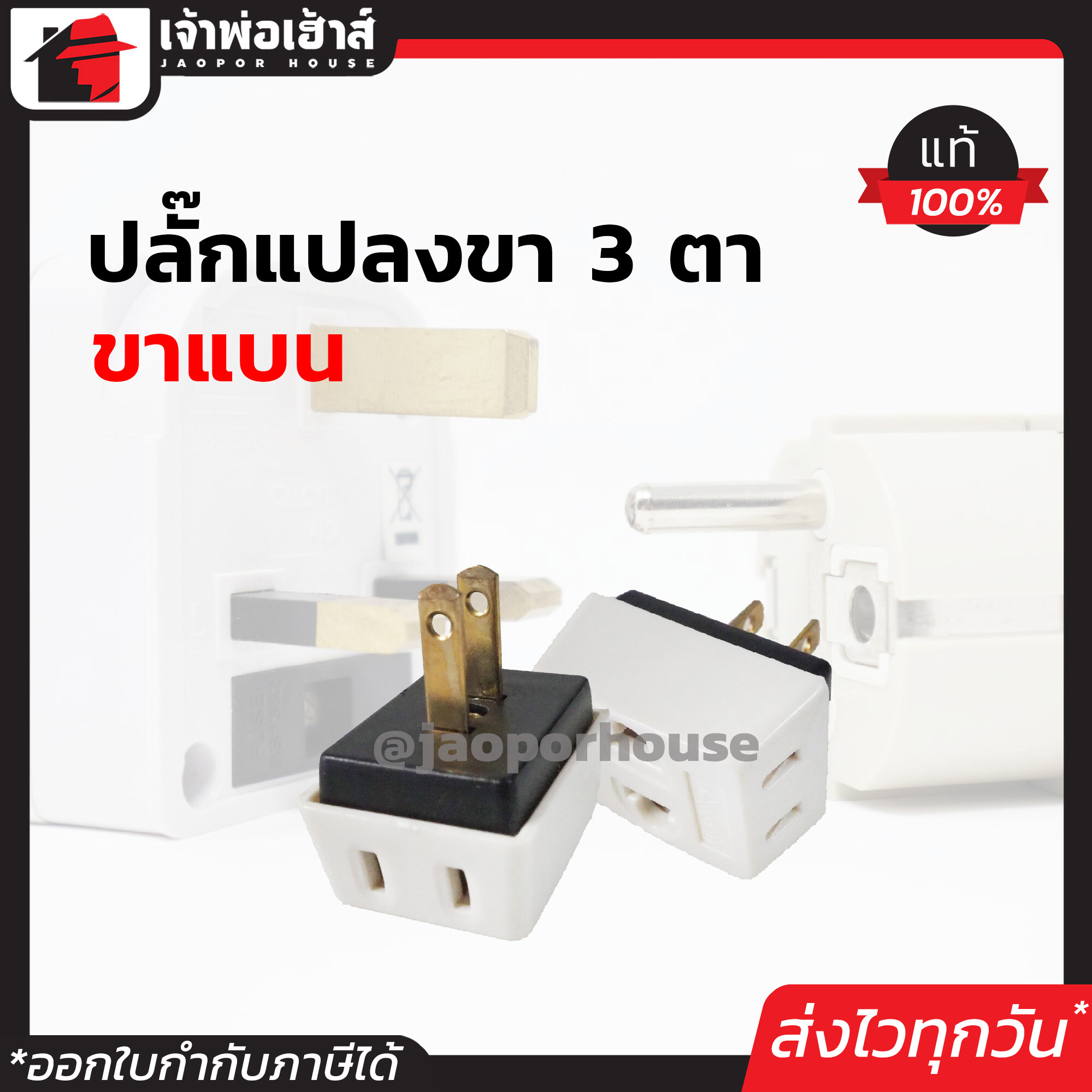 ปลั๊ก ปลั๊กลอย Asian ขาแบน 15A 220V แพ็คคู่!! 2 ชิ้น เสียบแน่น ไม่หลวม ใช้ง่าย พกพาสะดวก