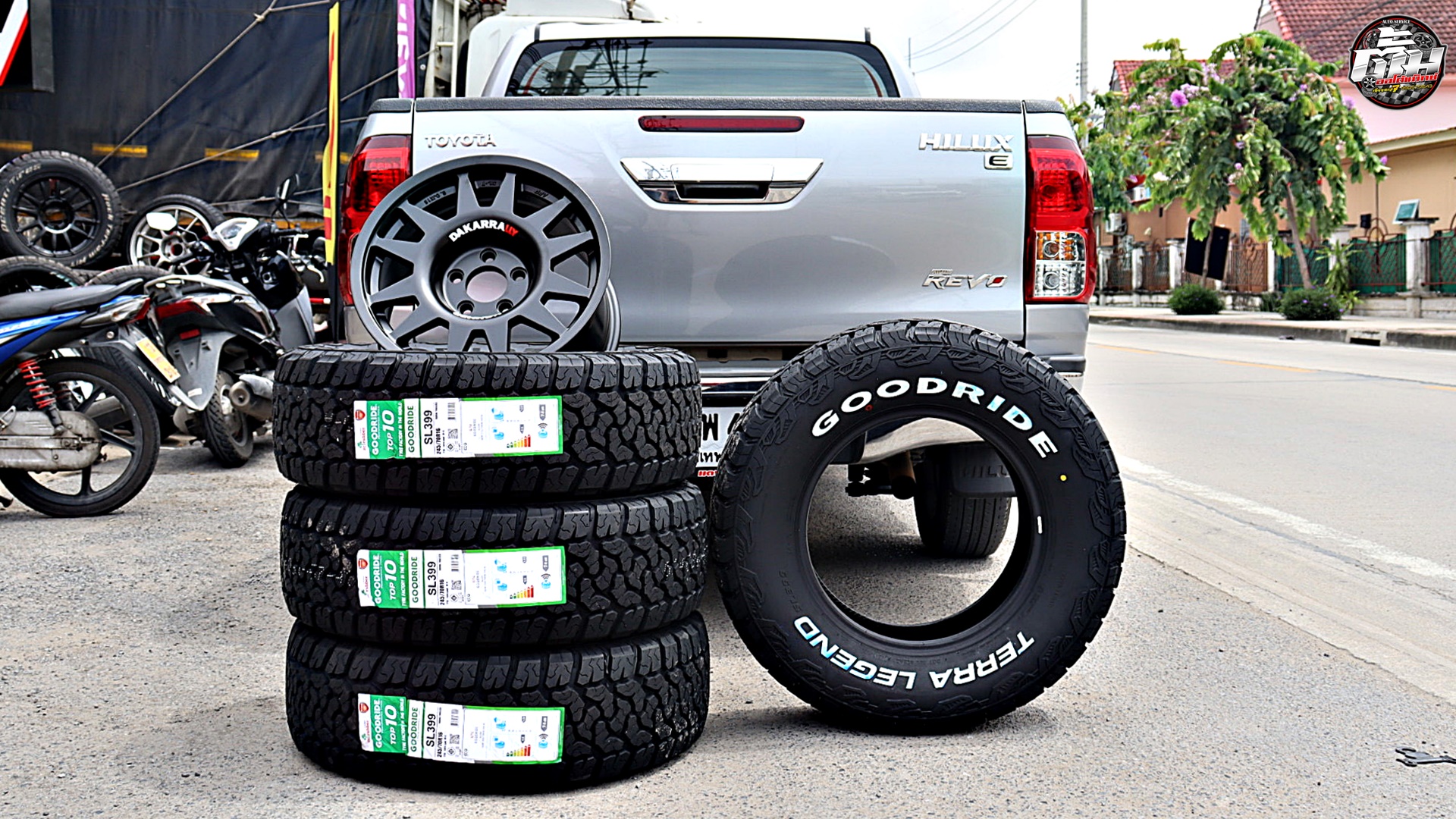 TOYOTA REVO เปลี่ยนล้อยาง ล้อ HAMMER H10 TORQ ขอบ16นิ้ว ยาง GOODRIDE SL399 245/70R16 111S