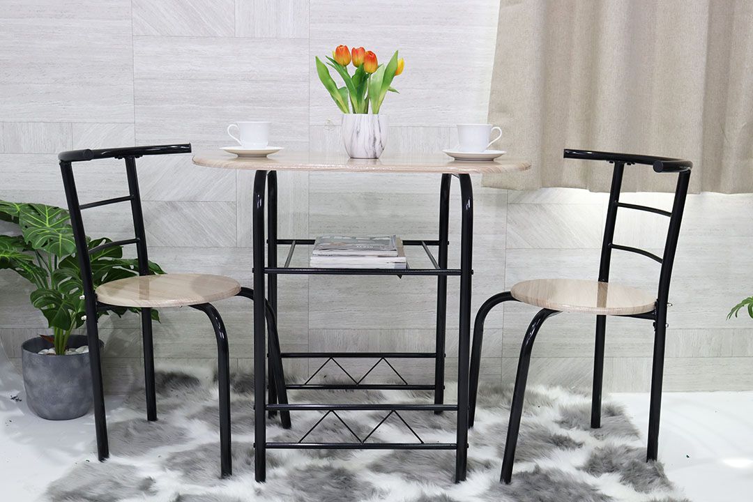 Dining Table ชุดโต๊ะอาหาร โต๊ะกินข้าว โต๊ะอเนกประสงค์ 2 ที่นั่ง ลายไม้Beech ไม้MDF