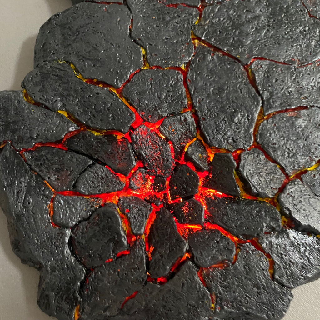 GK001ฉากพื้นหิน (มีไฟ) ไดโมราม่า ฐานวางโมเดล ฟิกเกอร์ งานฉาก งานเรซิ่น GK Resin Diorama ground Model Figure