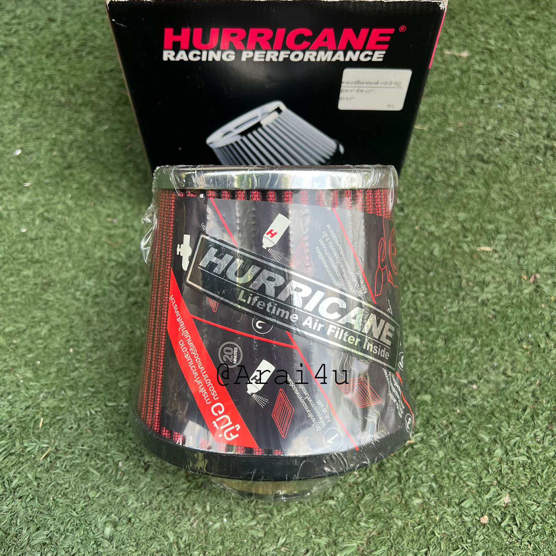 HURRICANE กรองอากาศเปลือยรถยนต์ ผ้า ฐาน6 ปาก 2.5 นิ้ว