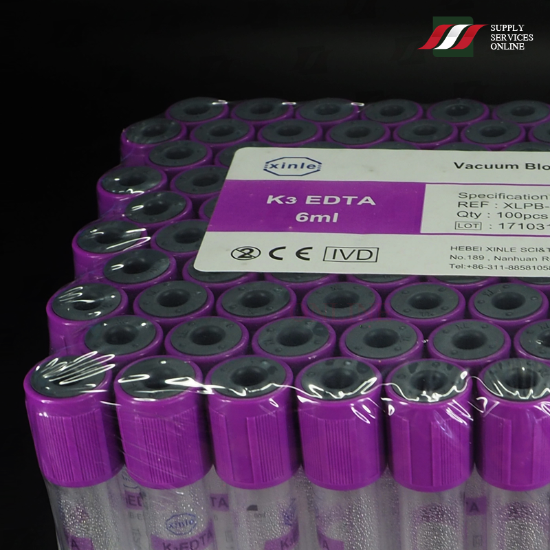หลอดใส่เลือดสูญญากาศ ชนิดมีสารกันเลือดแข็ง EDTA ขนาด 13x100 MM./EDTA TUBE 13x100 mm