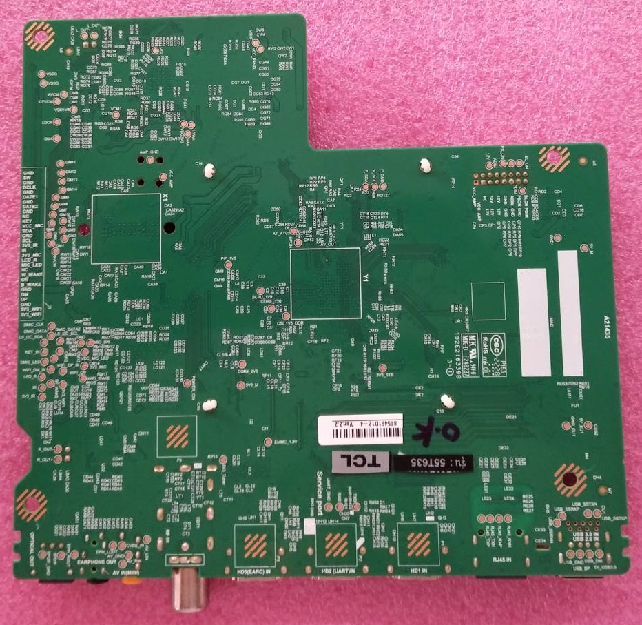 เมนบอร์ดทีวีทีซีแอล (Mainboard TV TCL) ของแท้ถอดจากเครื่อง รุ่น55T635 พาร์ทTD.RT2851MT.775(T) ทีบาร์ST5461D12-4