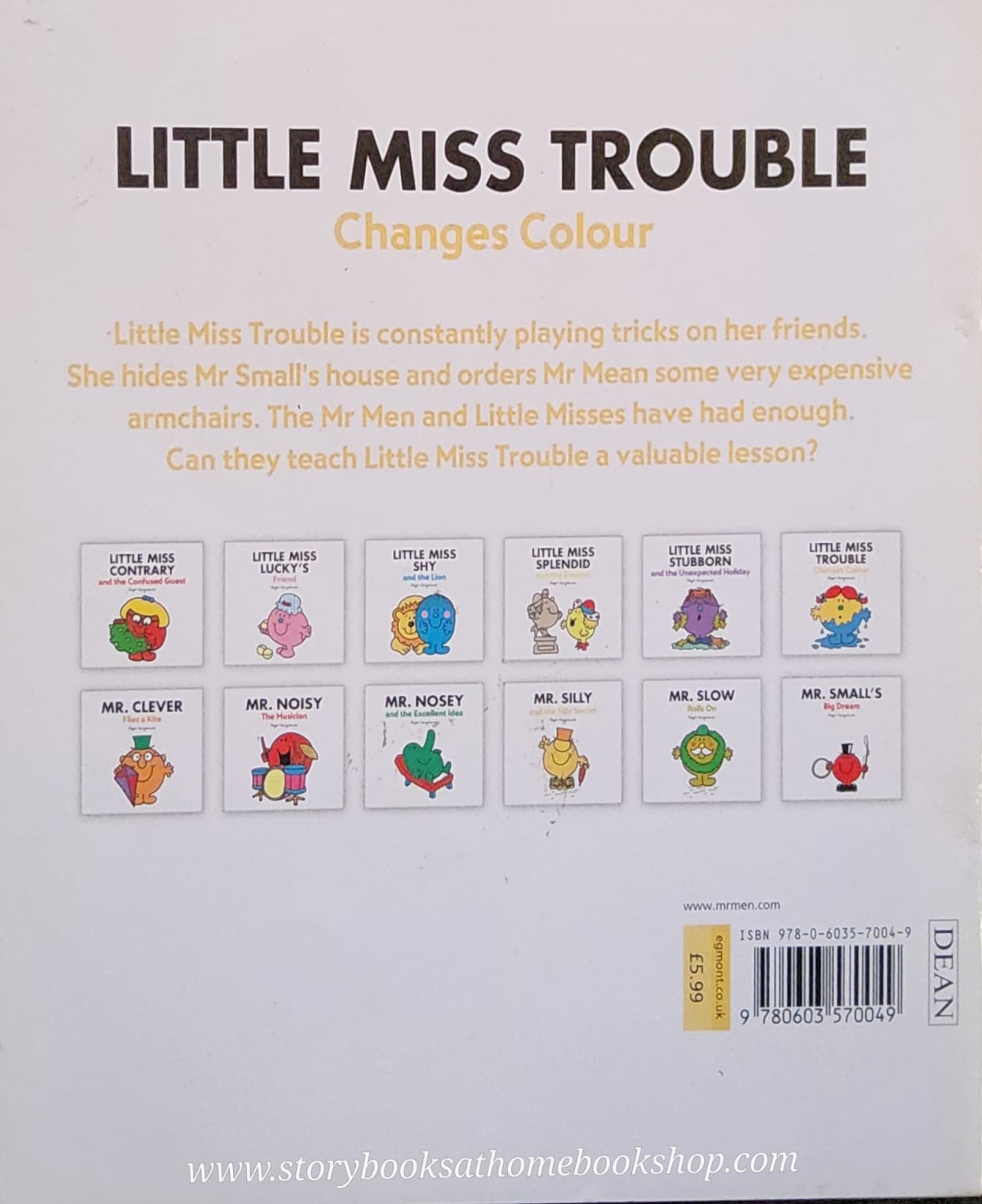 หนังสือ Bestseller Small book** **หนังสือนิทานปกอ่อน** 👉LITTLE MISS&MR.MEN👍 🍅🍓LITTLE MISS TROUBLE CHANGES COLOUR BY Roger Hargreaues