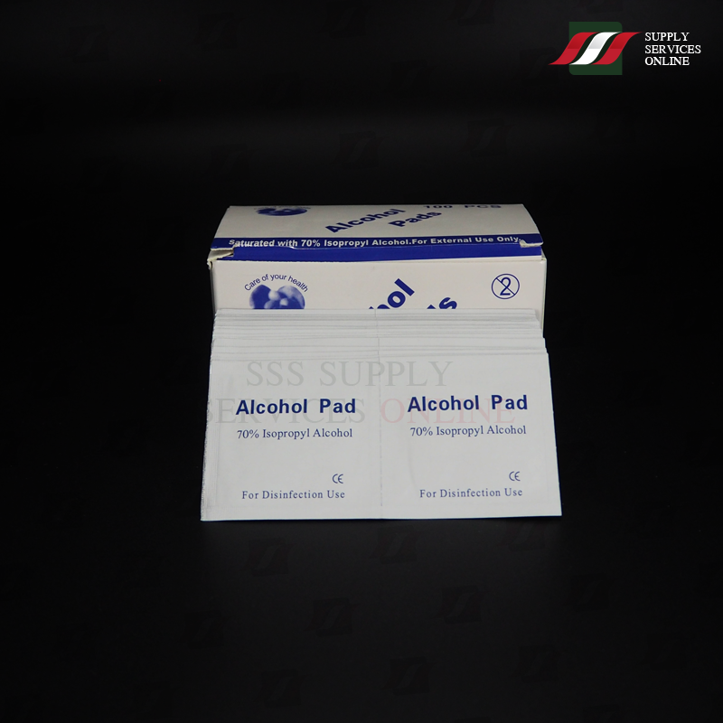 Alcohol pad 75% แอลกอฮอล์สแผ่น สำหรับทำความสะอาด เพื่อทำการฆ่าเชื้อ 100ชิ้น/กล่อง