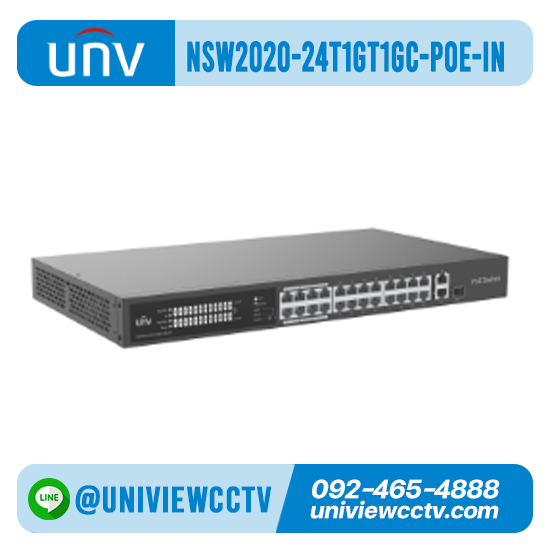 สวิทช์ UNIVIEW รุ่น NSW2020-24T1GT1GC-LPOE-IN l 24×100Mbps PoE ports (RJ45)+ 1×1000Mbps Gigaethernet ports +1×1000Mbps Combo ports
