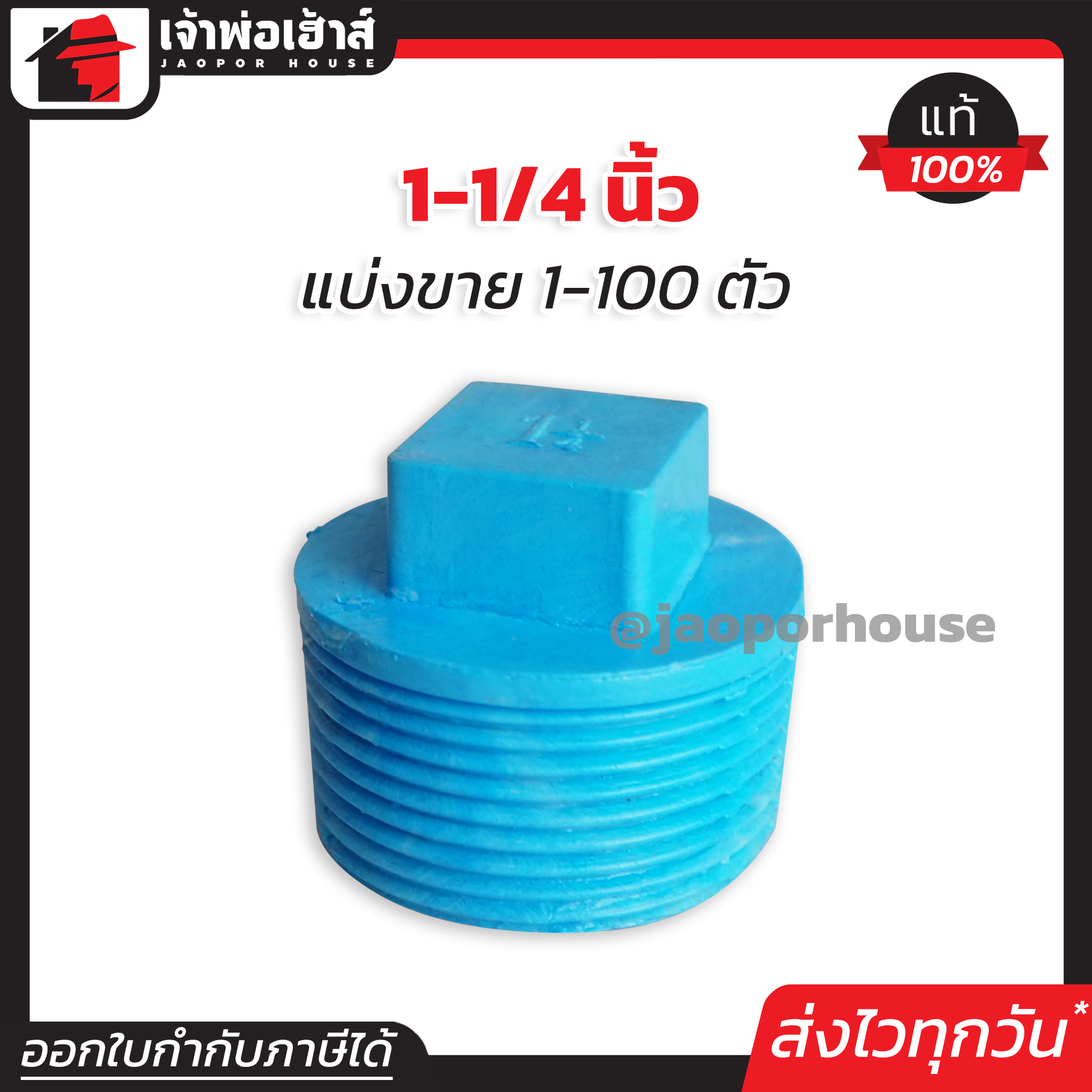 ปลั๊กอุดเกลียวนอก pvc 1-1/4 นิ้ว แพ็ค 1-100 ชิ้น ฝาปิดท่อ ฝาอุดเกลียวนอก ข้อต่อpvc