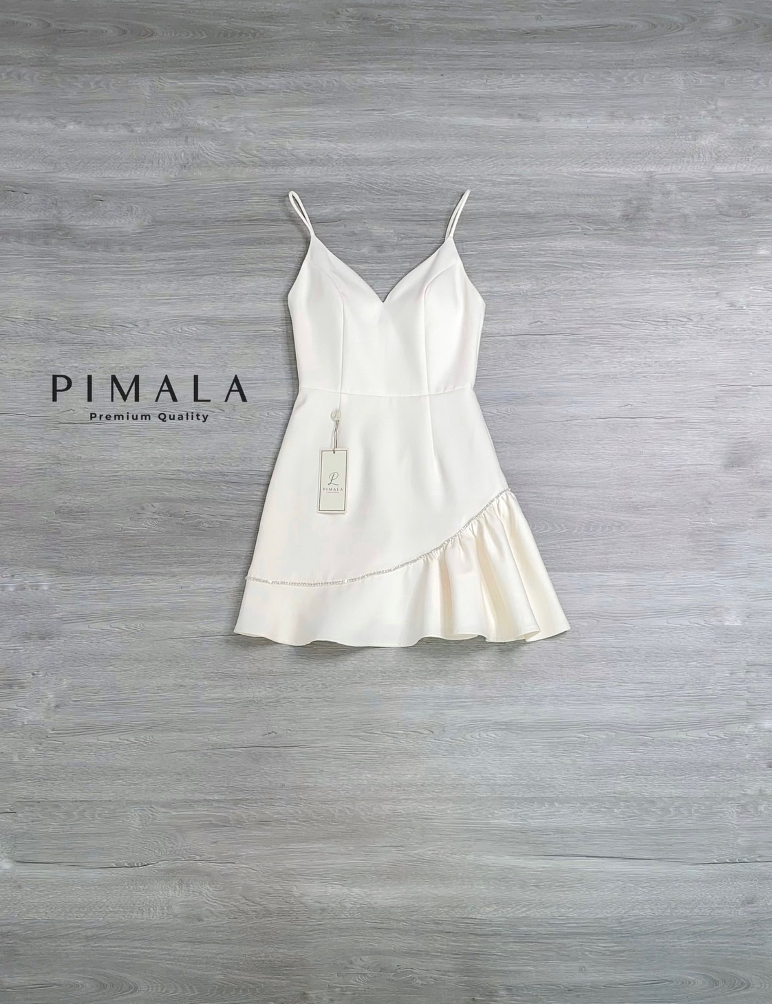 เดรสสายเดี่ยวอกทรงสวยชายต่อระบายไล่ระดับเลเยอร์