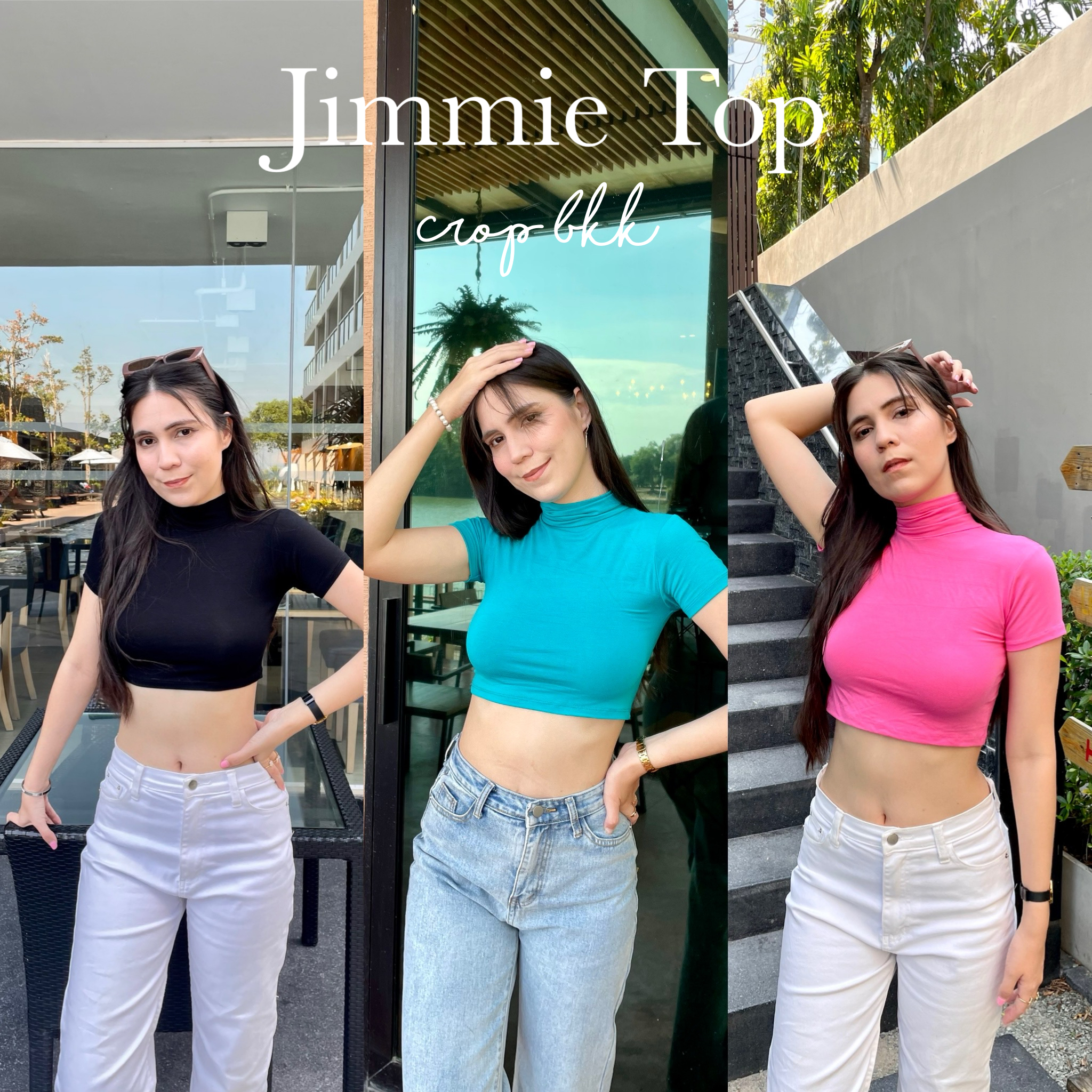 🌹Jimmie Top🌹 เสื้อครอปคอเต่า สายฝอสวยมาก รัดรูปเก็บหุ่นปังๆ