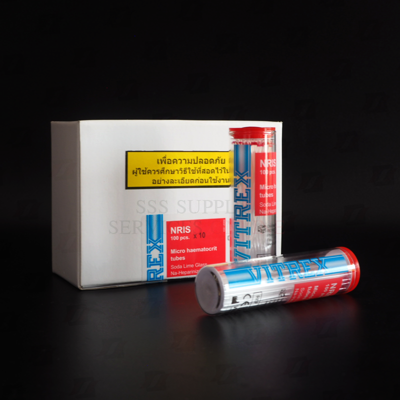 หลอดเก็บเลือด ยี่ห้อ VITREX (Micro Haematocrit) (10 ขวด/กล่อง)