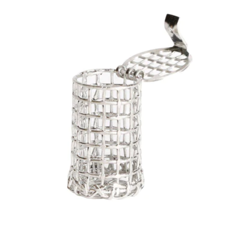 8 Mesh Basket Sinker, 316 SS, 1.5" (38mm) L x .62" (15.7mm) W capacity, custom P/N BSK008-01LG