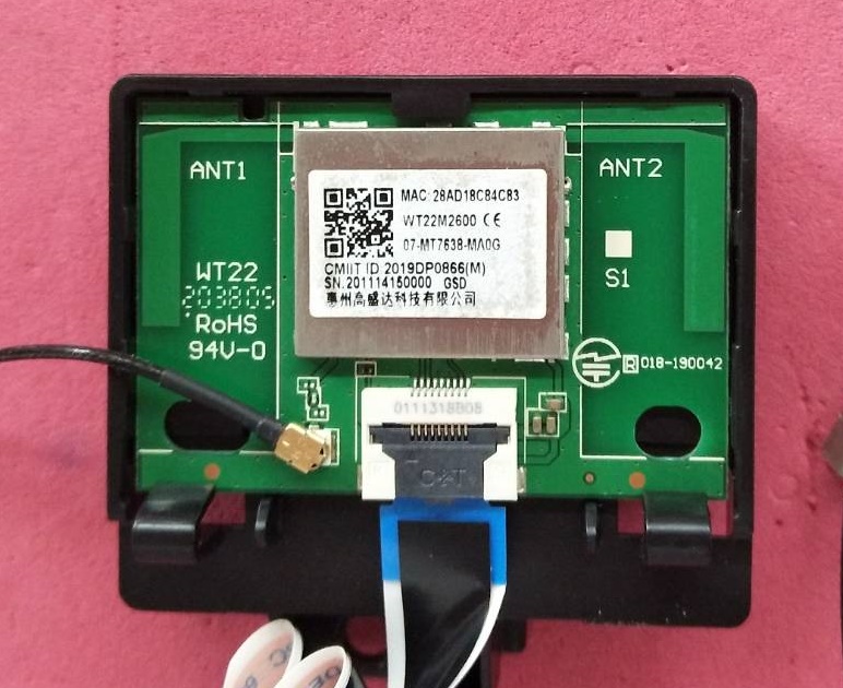 ตัวรับสัญญาณ Wifi พร้อมสายแพทีวี TCL (ทีซีแอล) ของแท้ถอดจากเครื่อง รุ่น 43P615 พาร์ท 07-MT7638-MA0G