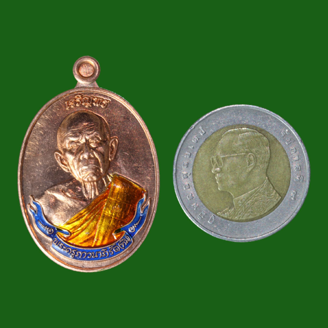 เหรียญเจริญพร หลวงปู่ทิม รุ่นนาคเกี้ยว วัดระหารไร่ ปี66 เนื้อทองแดง ลงยา2สี ลงยาหลัง
