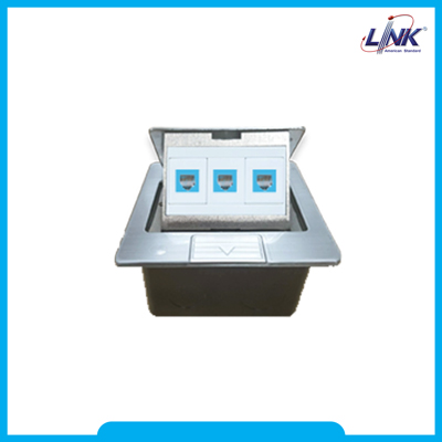 CAT 5E NEW POP-UP STAINLESS 3 PORT OUTLET w/DAMPING เต้ารับฝังพื้นมีDamping