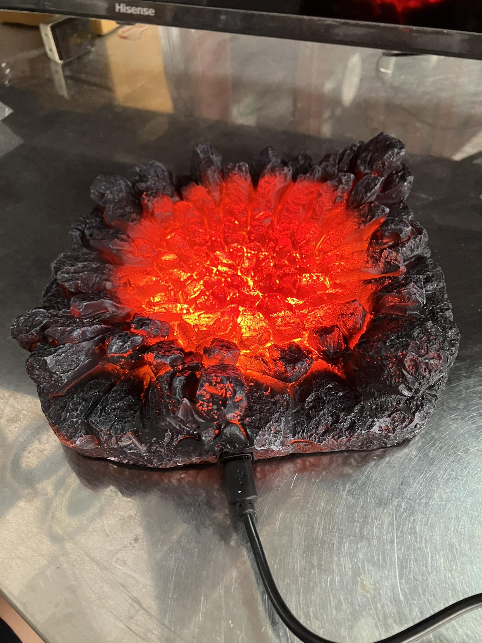 GK Resin Diorama magma burst light up งานเรซิ่น ฐานฉากแมกม่าระเบิด (ใหญ่21cm) (มีไฟ)สายUSB